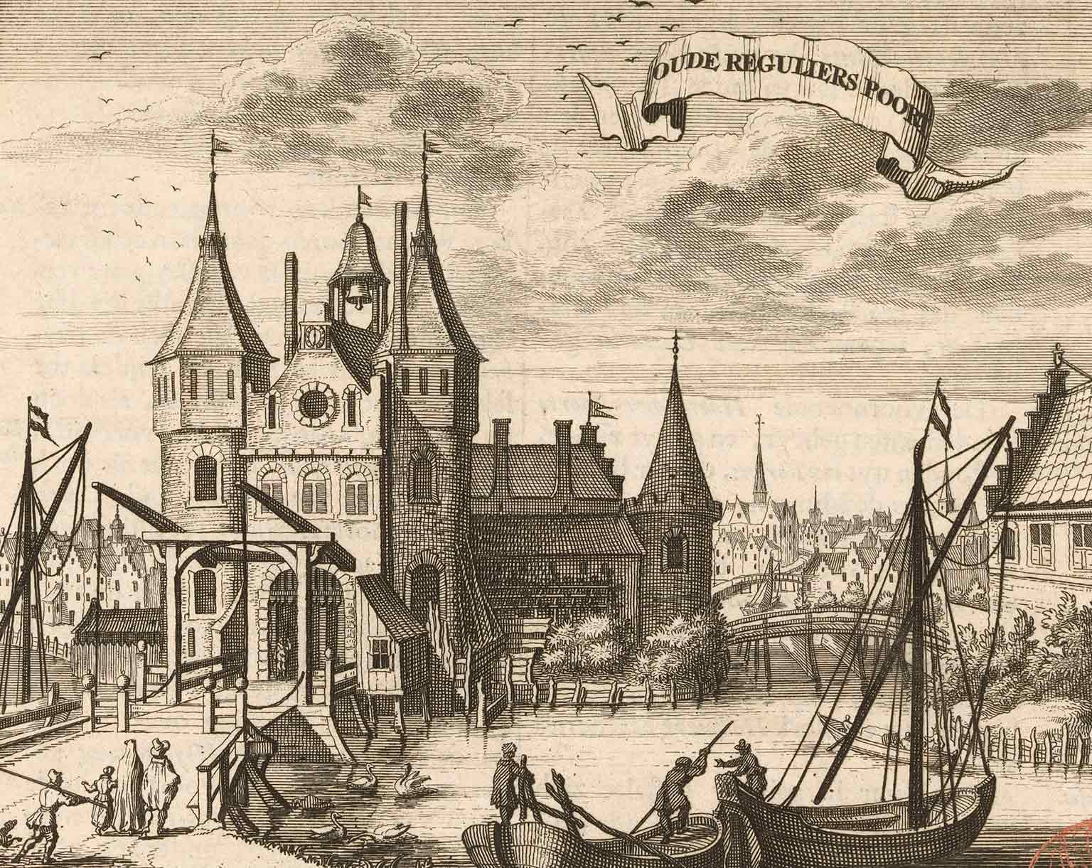 Engraving of the old Regulierspoort, Amsterdam