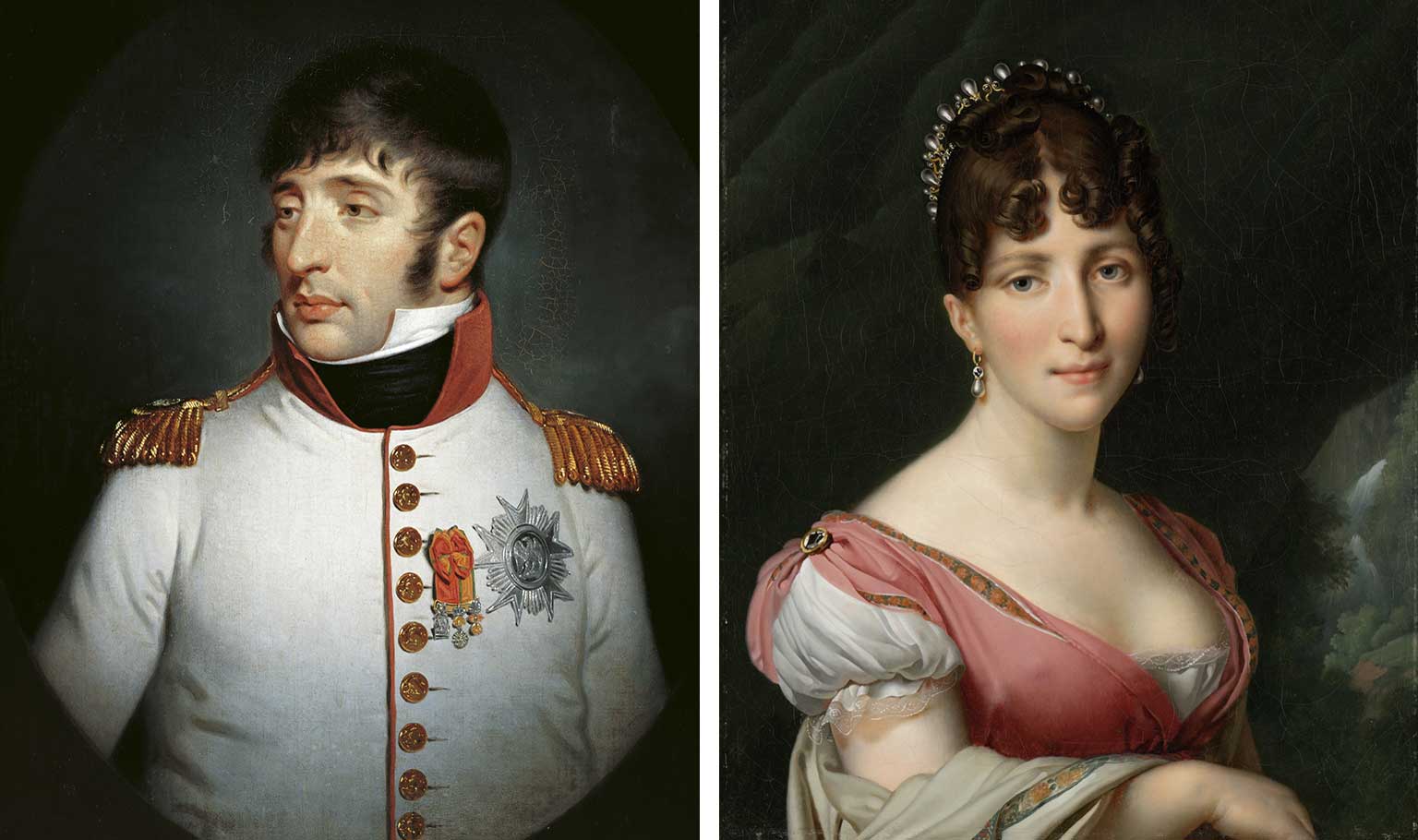 Louis Napoleon, schilderij van Charles Howard Hodges en Hortense de Beauharnais, schilderij van Anne Louis Girodet-Trioson
