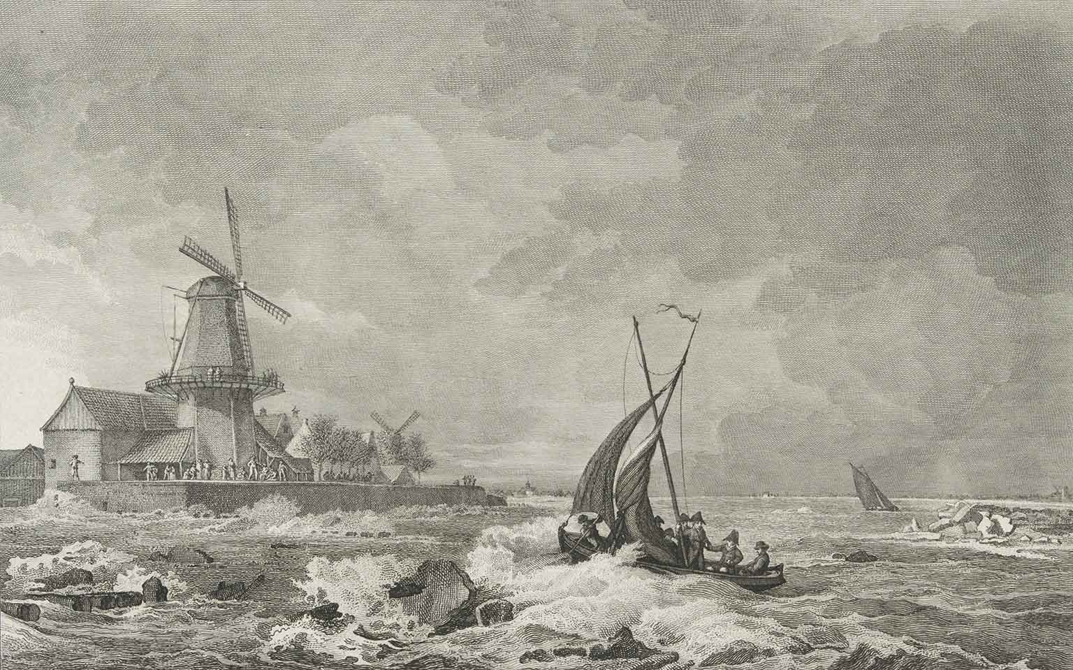 Koning Lodewijk Napoleon vaart van Dalem naar Gorinchem in de overstroomde Betuwe in januari 1809