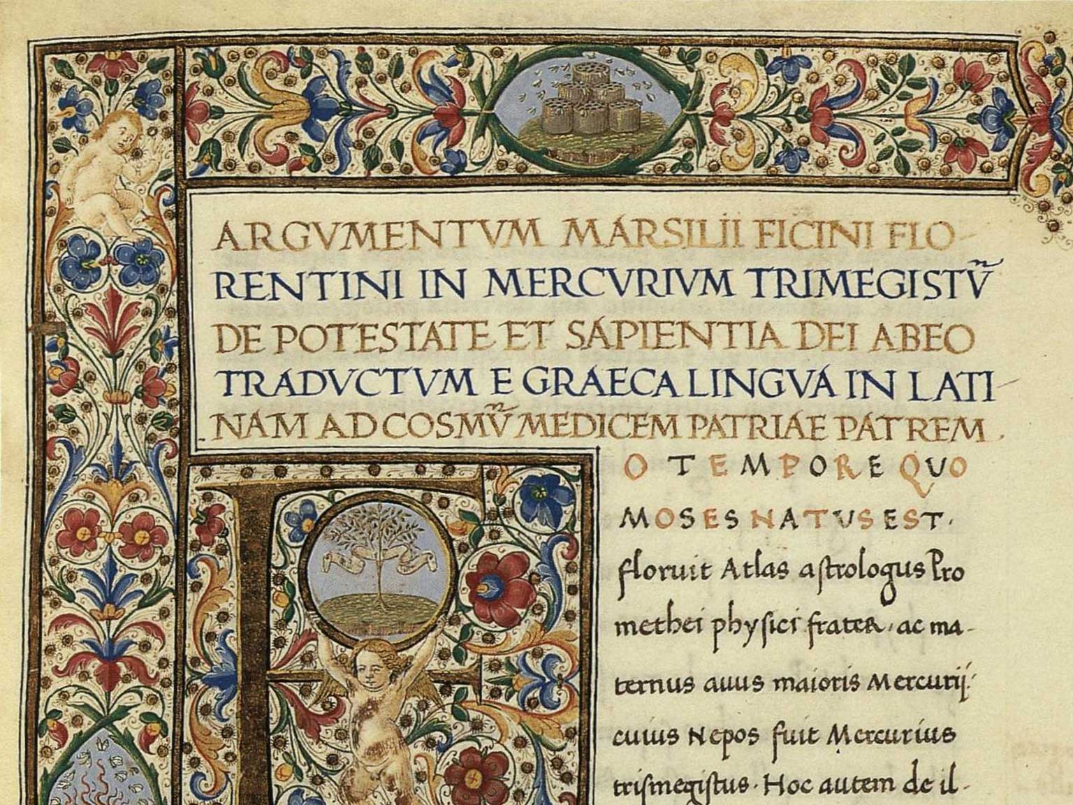 Marsilio Ficino’s introduction to his translation of the Corpus Hermeticum from 1471 (cropped)