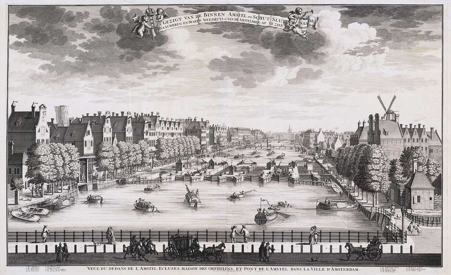 De rivier de Amstel, Amsterdam, gezien vanaf de Hogesluisbrug naar het noorden, 1702-1713
