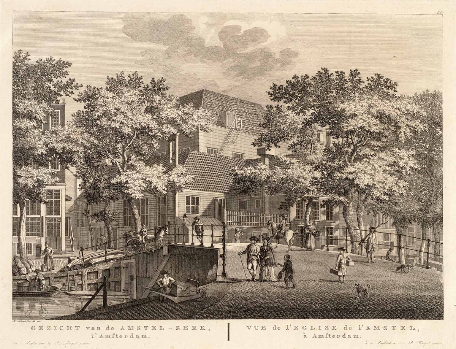 Amstelkerk, from the corner of Reguliersgracht by Pierre Fouquet, 1783