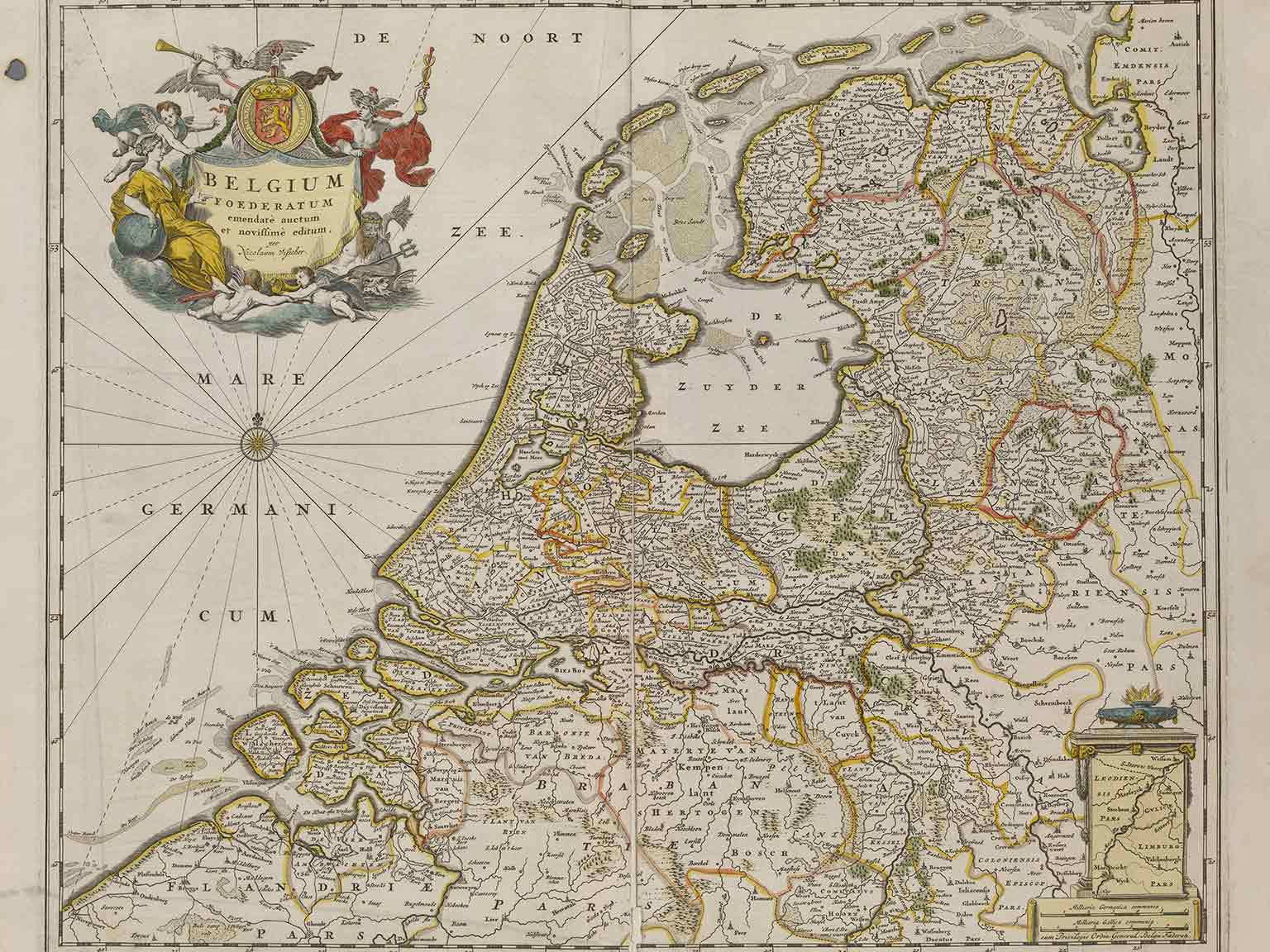 Kaart uit 1658 van de Republiek der Zeven Verenigde Nederlanden van Johannes Janssonius