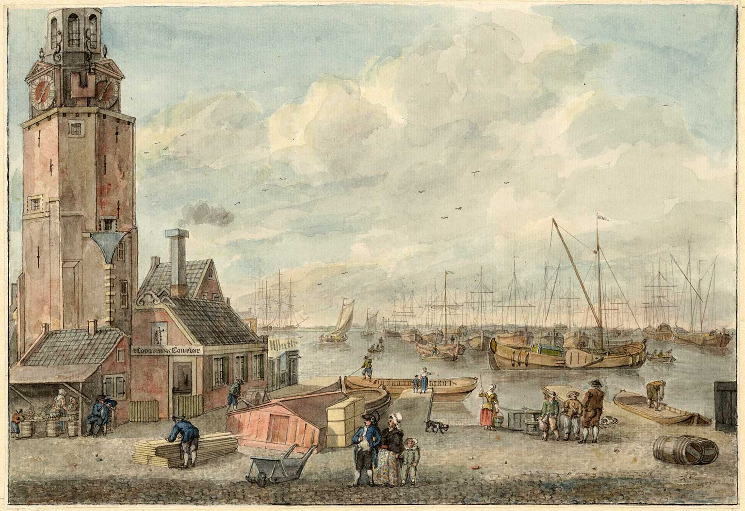 Kantoor van de loodsen aan de voet van de Haringpakkerstoren, Amsterdam, in 1770