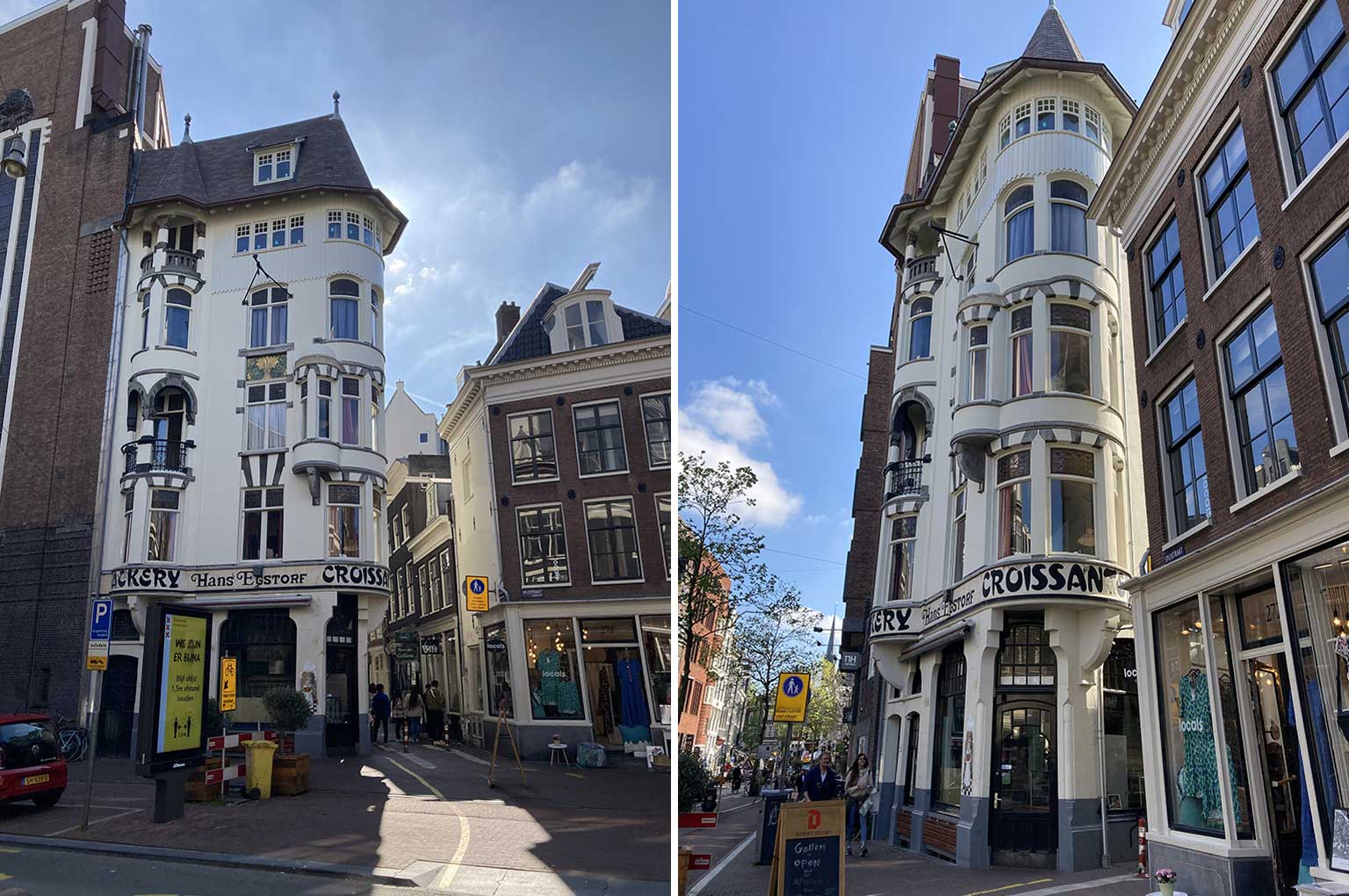 Twee foto's van Spuistraat 274 hoek met de Raamsteeg, Amsterdam