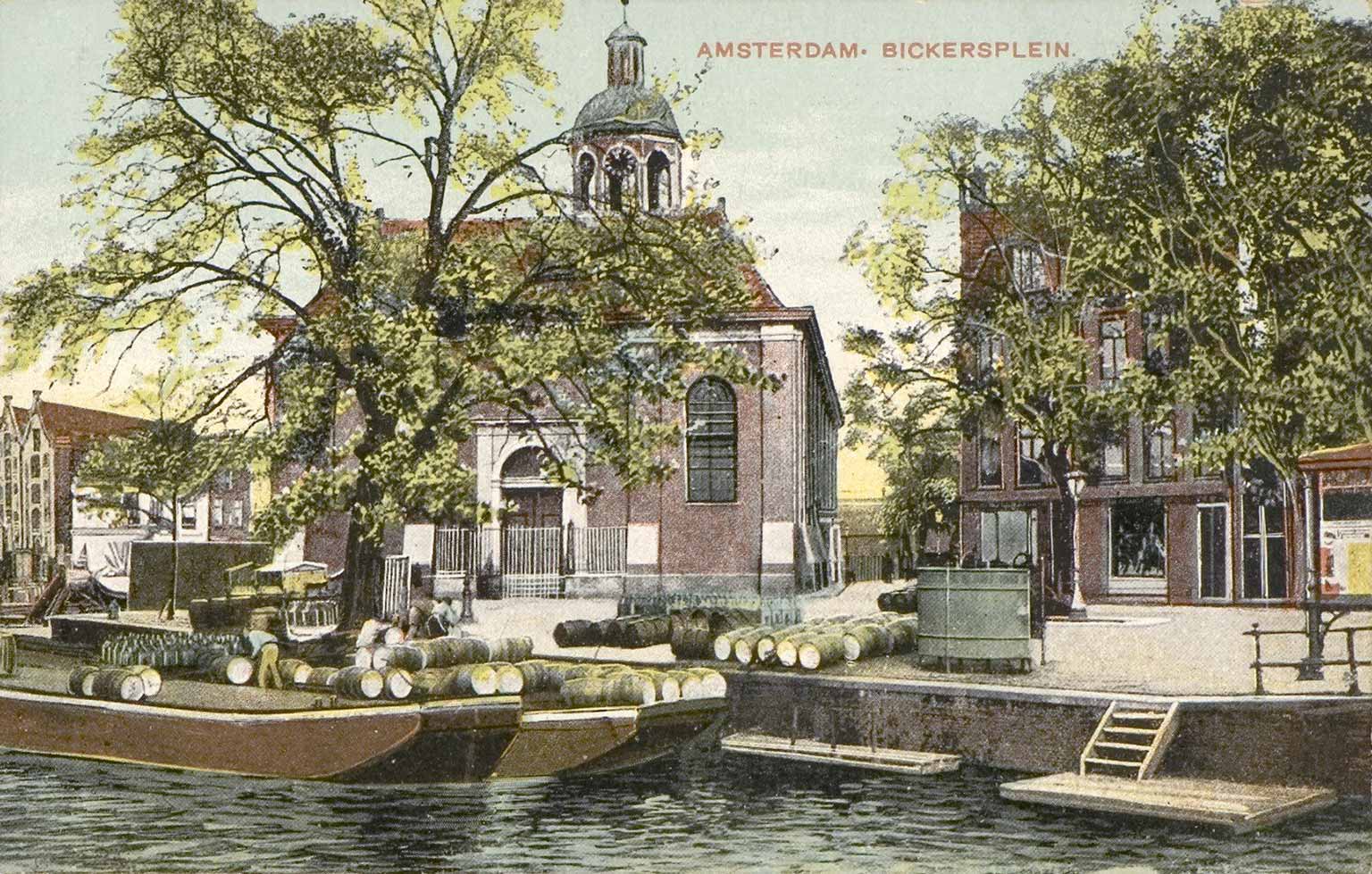 Eilandskerk op Bickerseiland, Amsterdam, ansichtkaart uit 1920