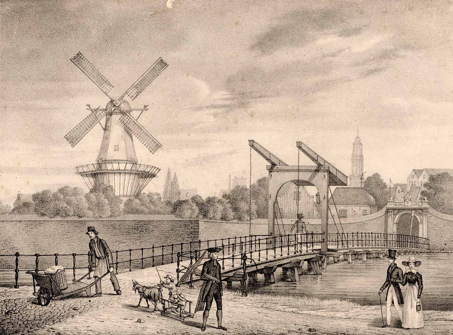 Raampoort, Amsterdam, seen outside the Singelgracht in 1828