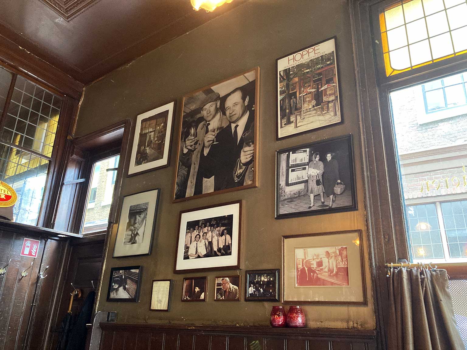 Old photos on the wall inside Café Hoppe, Amsterdam