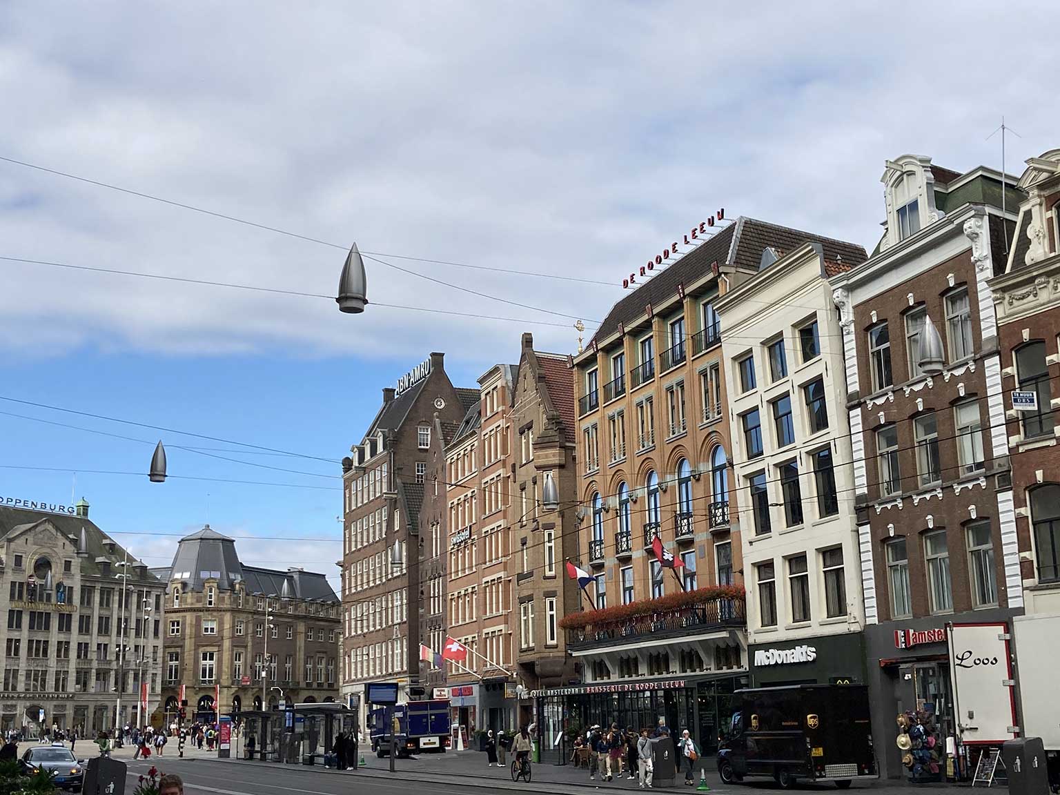 View south from Damrak 91 towards Dam square, Amsterdam