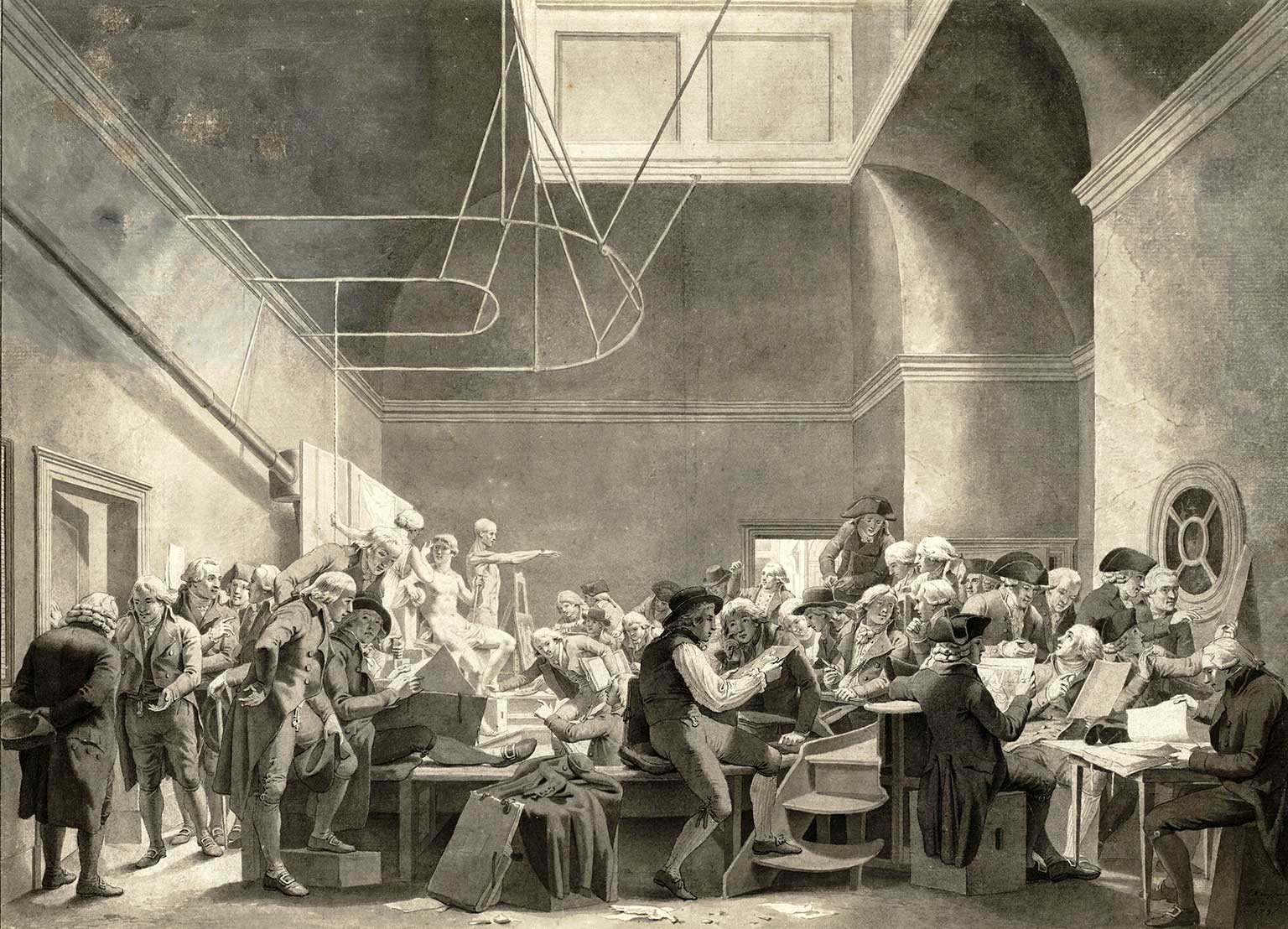 Drawing room inside Felix Meritis, Amsterdam, drawing from 1797