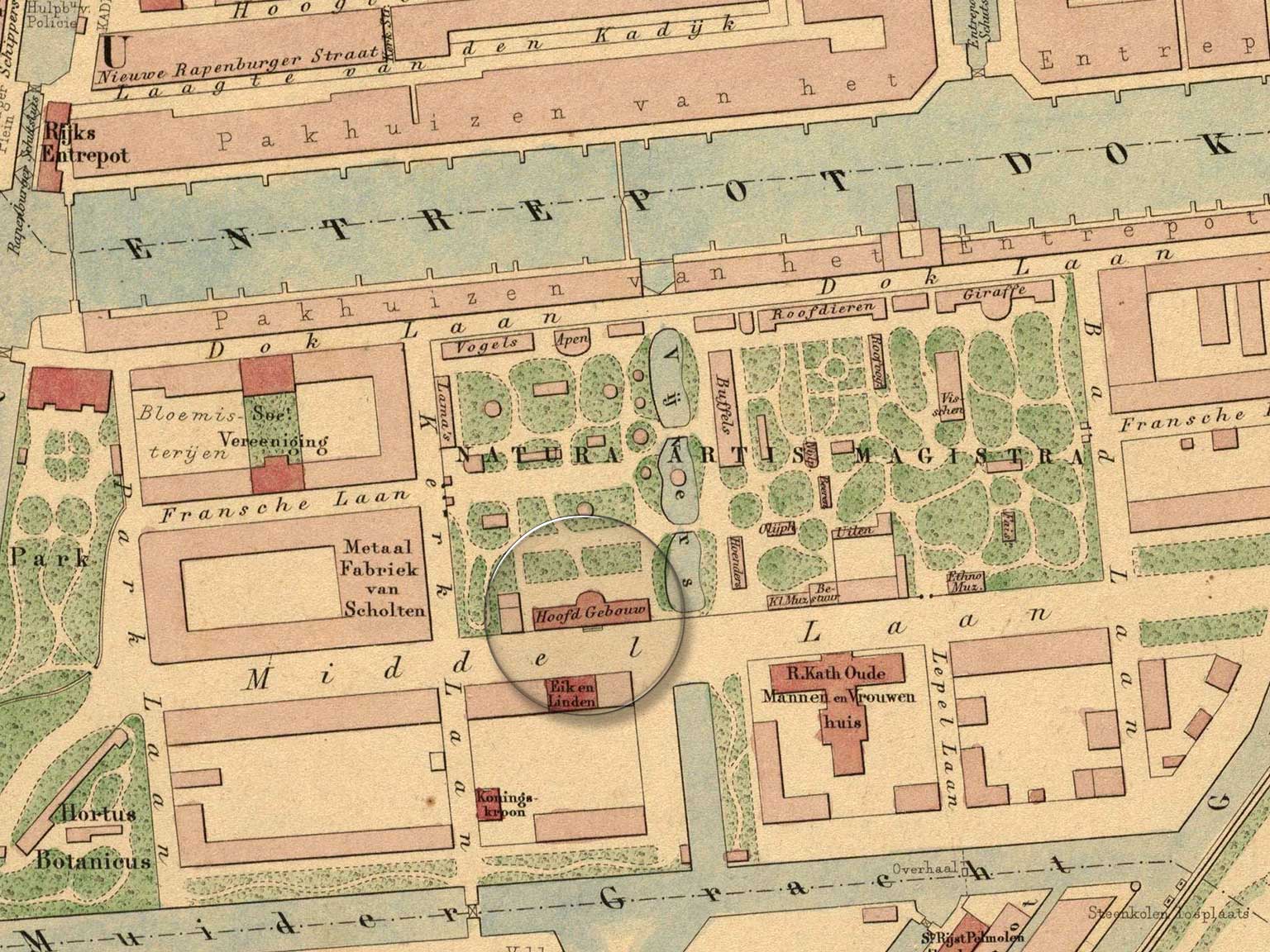 Groote Museum, Amsterdam, op een kaart uit 1867