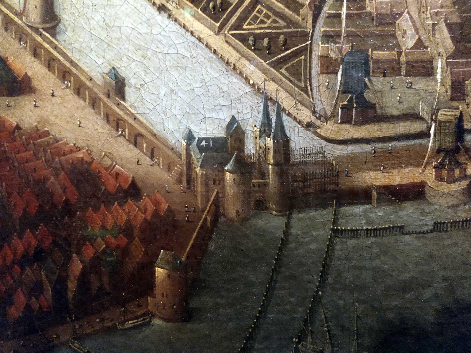 Tweede Haarlemmerpoort in Amsterdam, detail van een schilderij van Jan Christiaensz Micker