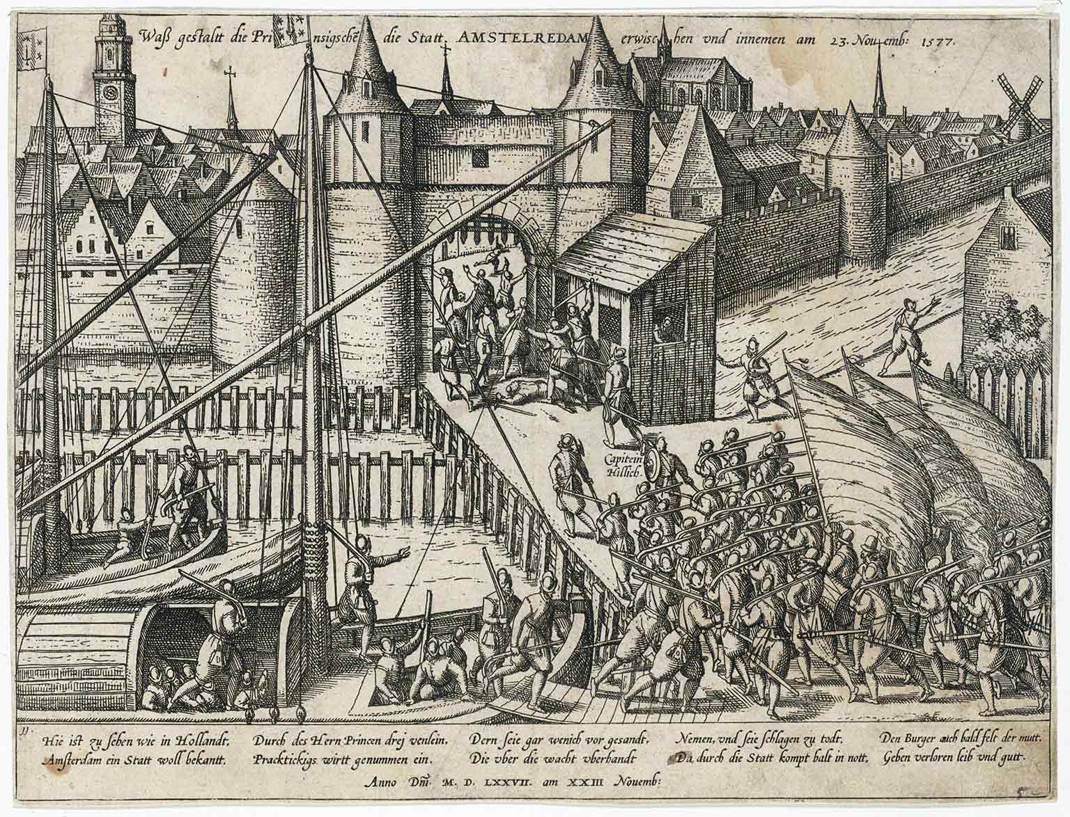 Poging van de Geuzen om Amsterdam in te nemen in 1577 bij de 2e Haarlemmerpoort