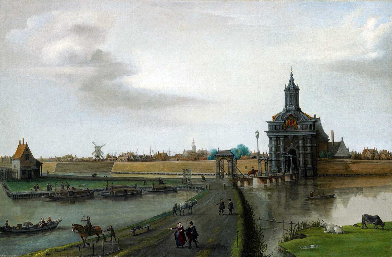 Vierde Haarlemmerpoort, Amsterdam, olieverschilderij uit 1618