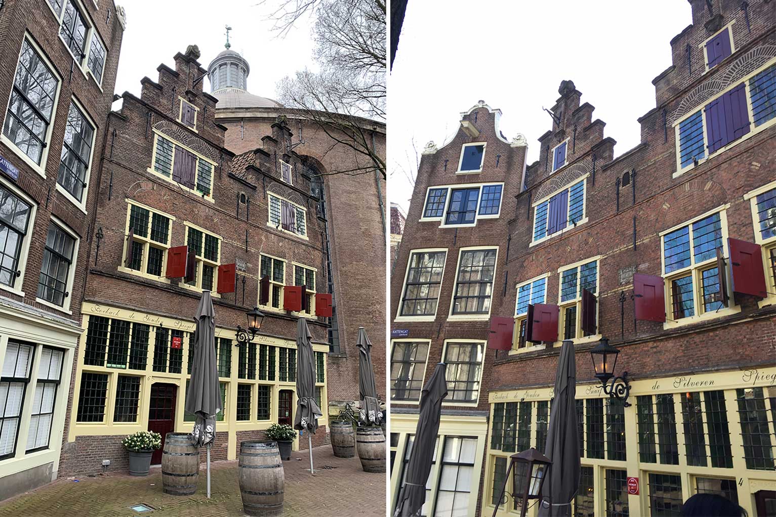 Kattengat 4-6, Amsterdam, with the Gouden Spiegel & the Silveren Spiegel 