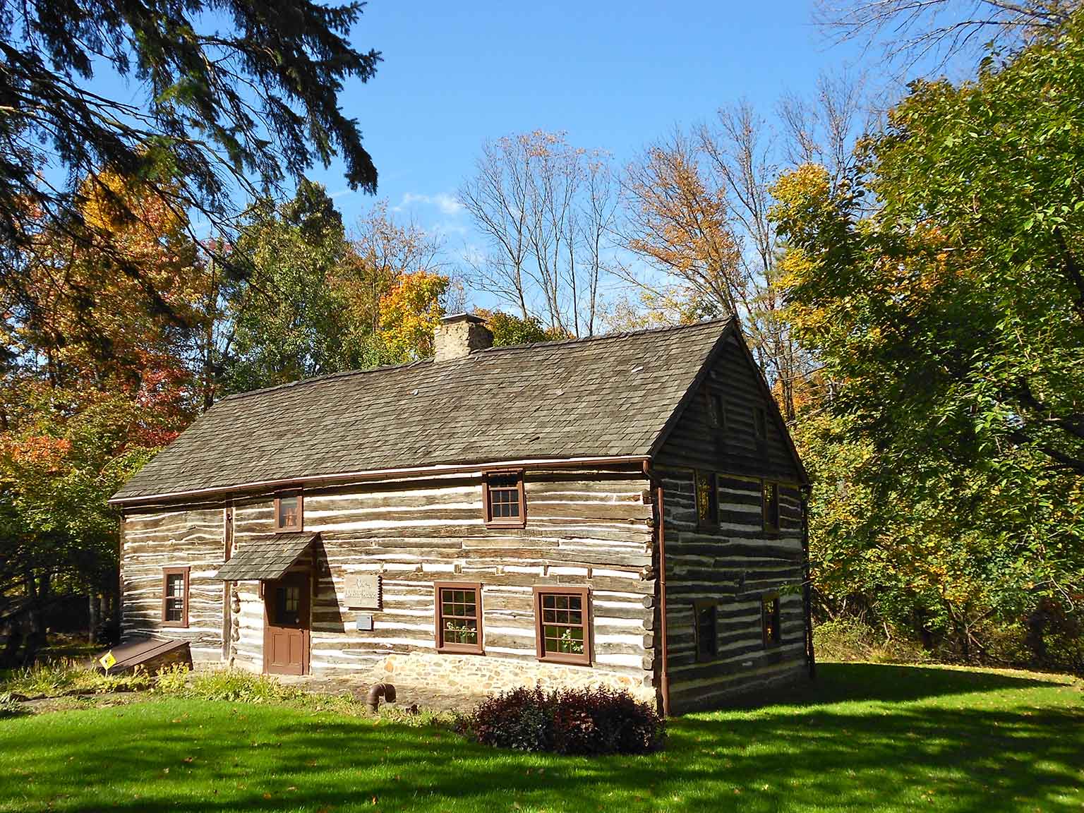 Toevluchtshuis in Emmaus, Pennsylvania, in 1734 gebouwd door de Pennsylvania Dutch