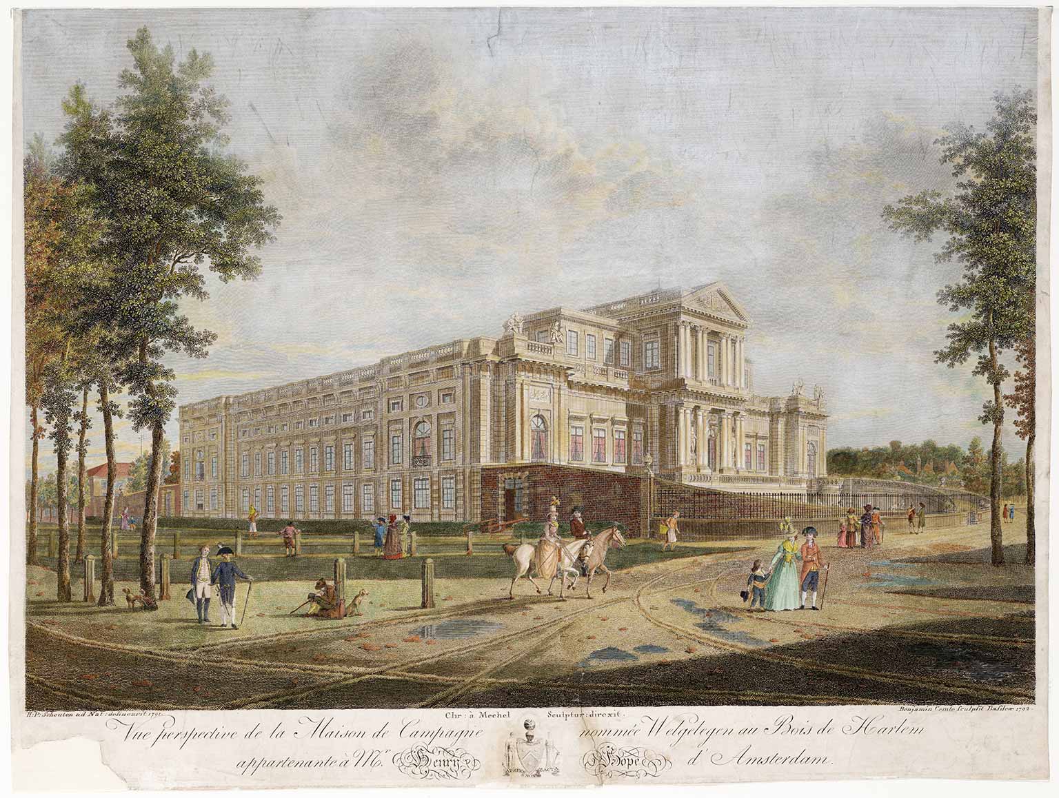 Landgoed Welgelegen, Haarlemmerhout, in 1791, toen het eigendom was van Henry Hope