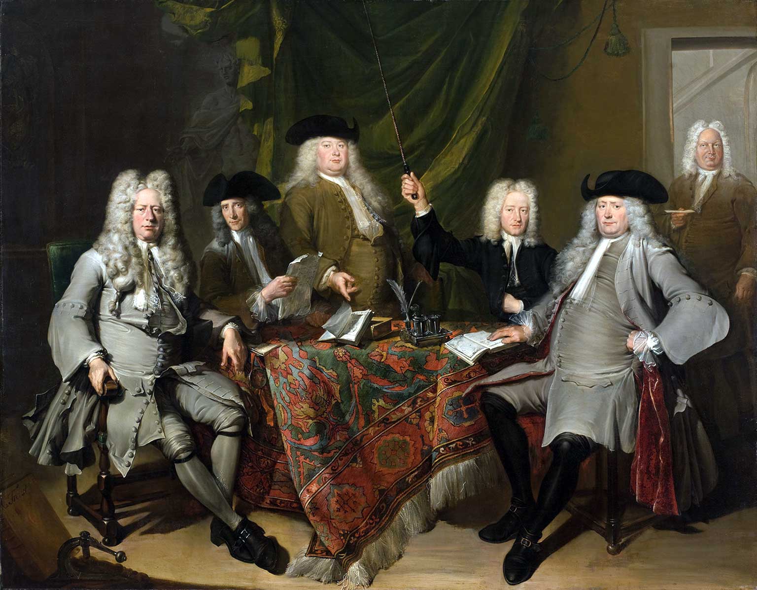 Inspecteurs van het Collegium Medicum van Amsterdam, 1724, schilderij van Cornelis Troost