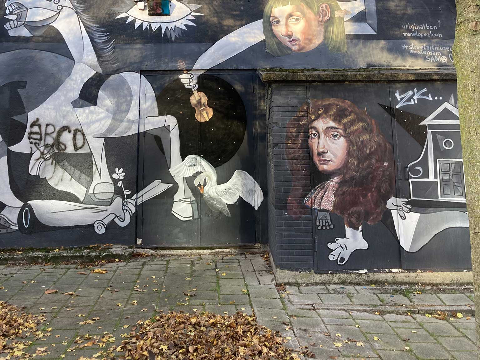 Huygenika muurschildering, Amsterdam, detail Christiaan Huygens
