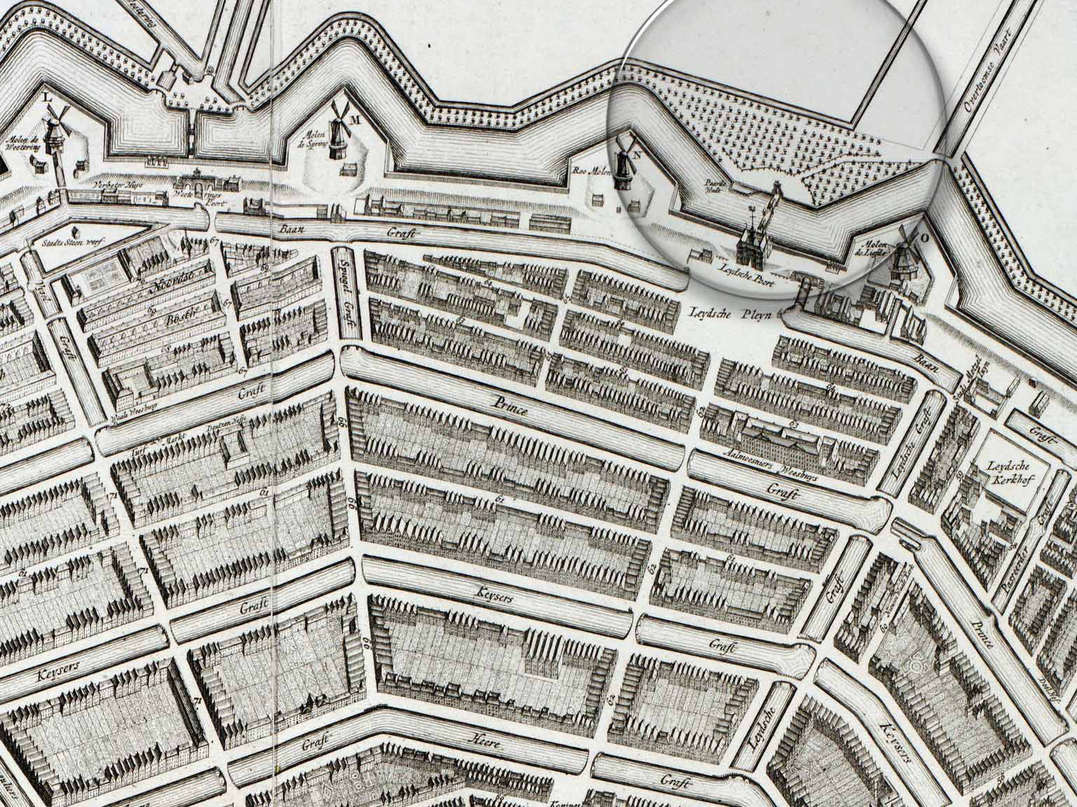 Leidsebosje, Amsterdam, detail van een kaart uit 1737 van Gerrit de Broen
