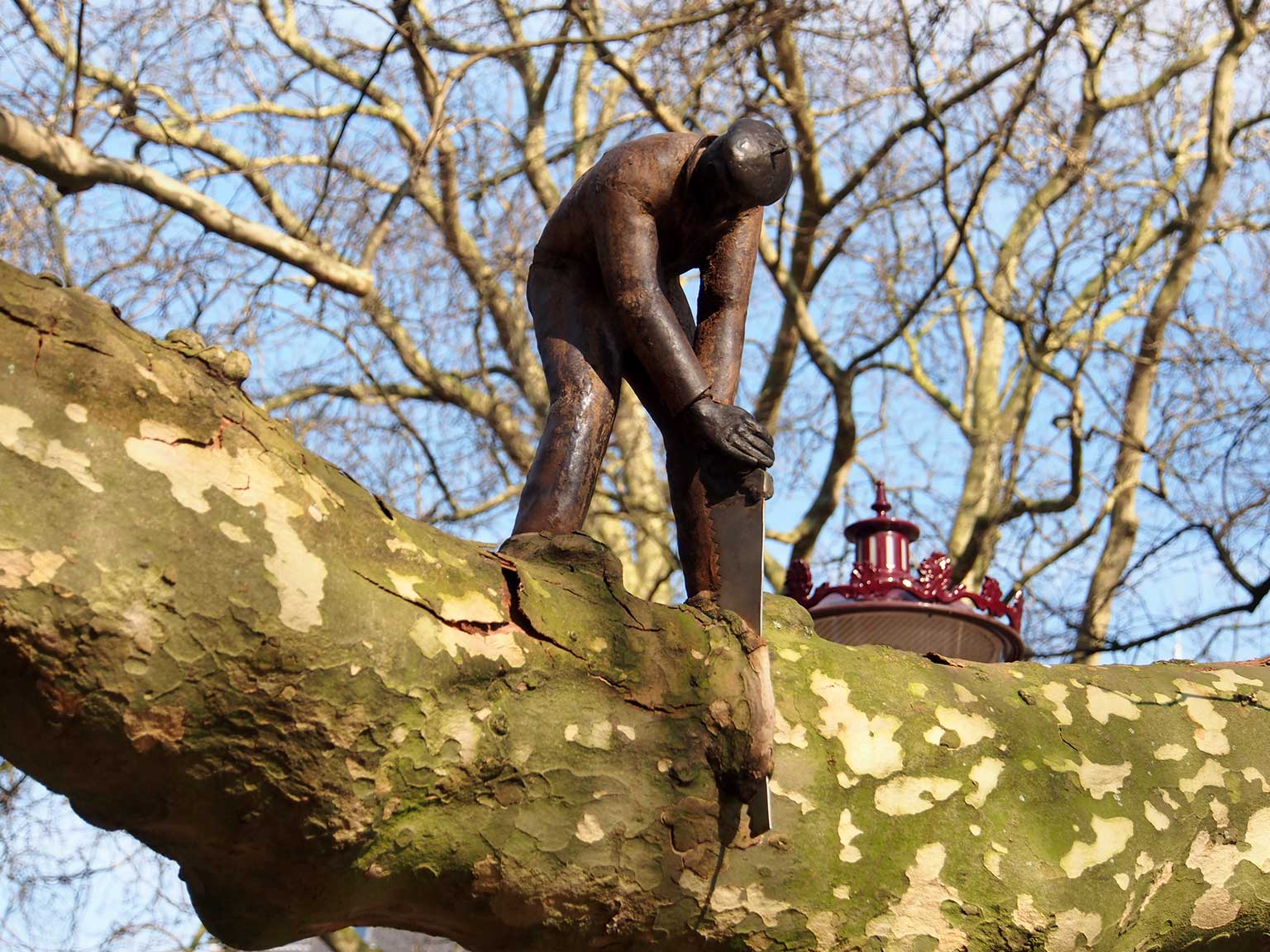 Statue The Little Sawer in March 2018, Amsterdam