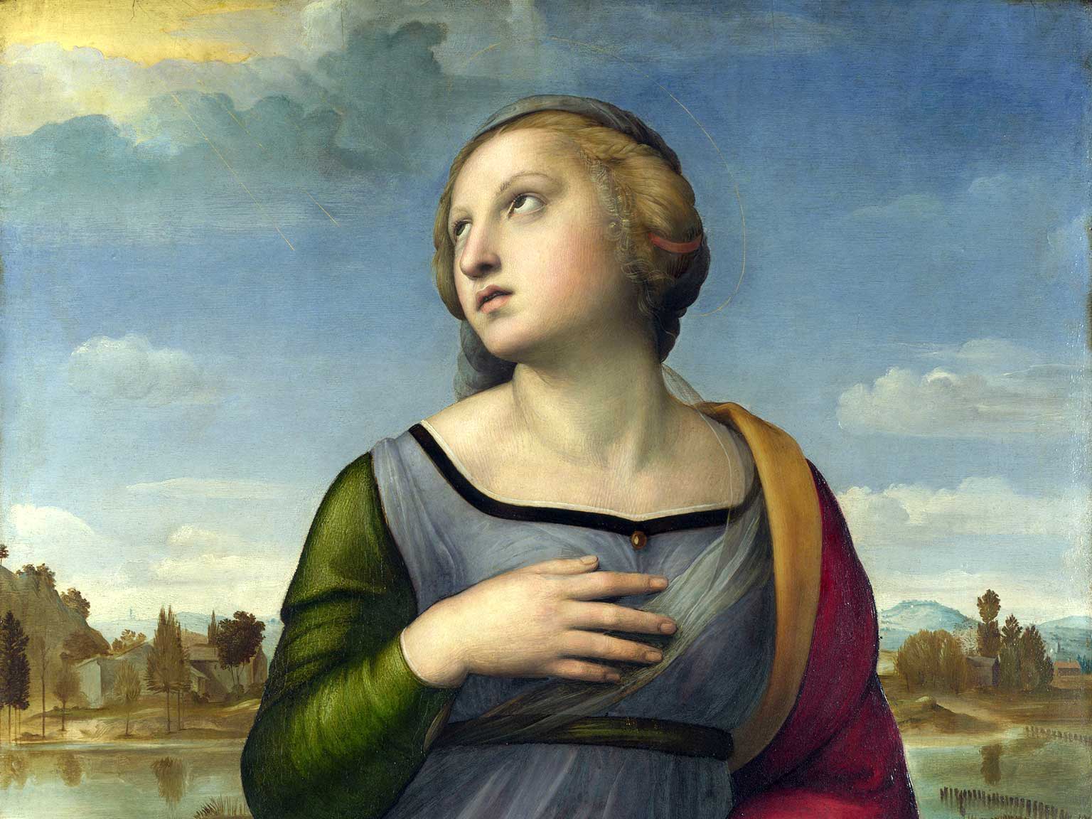 Detail of a painting by Raphael from 1507 of St. Catherine