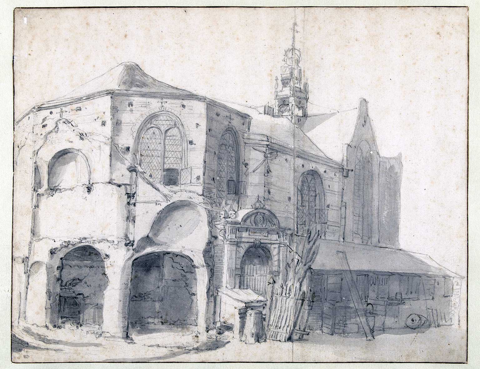 Drawing of the Jerusalem Chapel, Amsterdam, in 1644