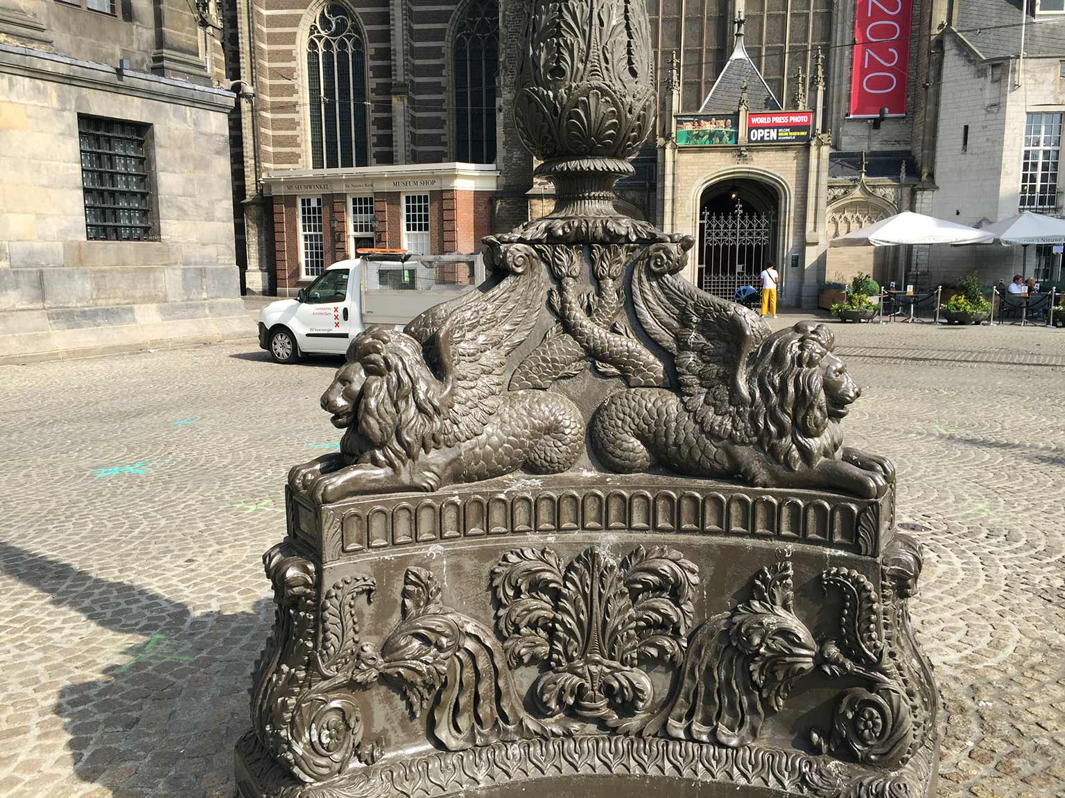Detail of a lamp posts from 1844 in front of the palace, Dam, Amsterdam