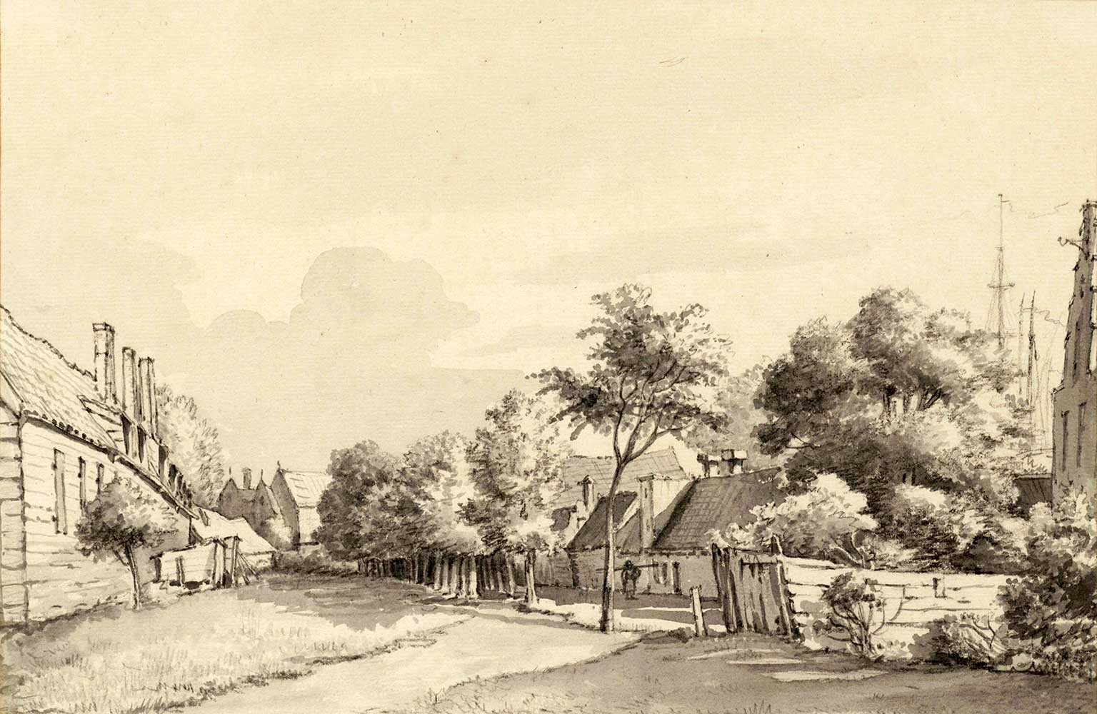 Smallepad, Amsterdam, in 1816, tekening van Gerrit Lamberts