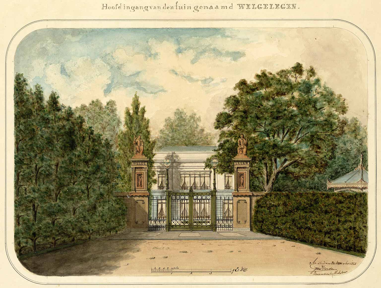 Herberg Welgelegen, Amsterdam, in 1863, toen in het Westerplantsoen