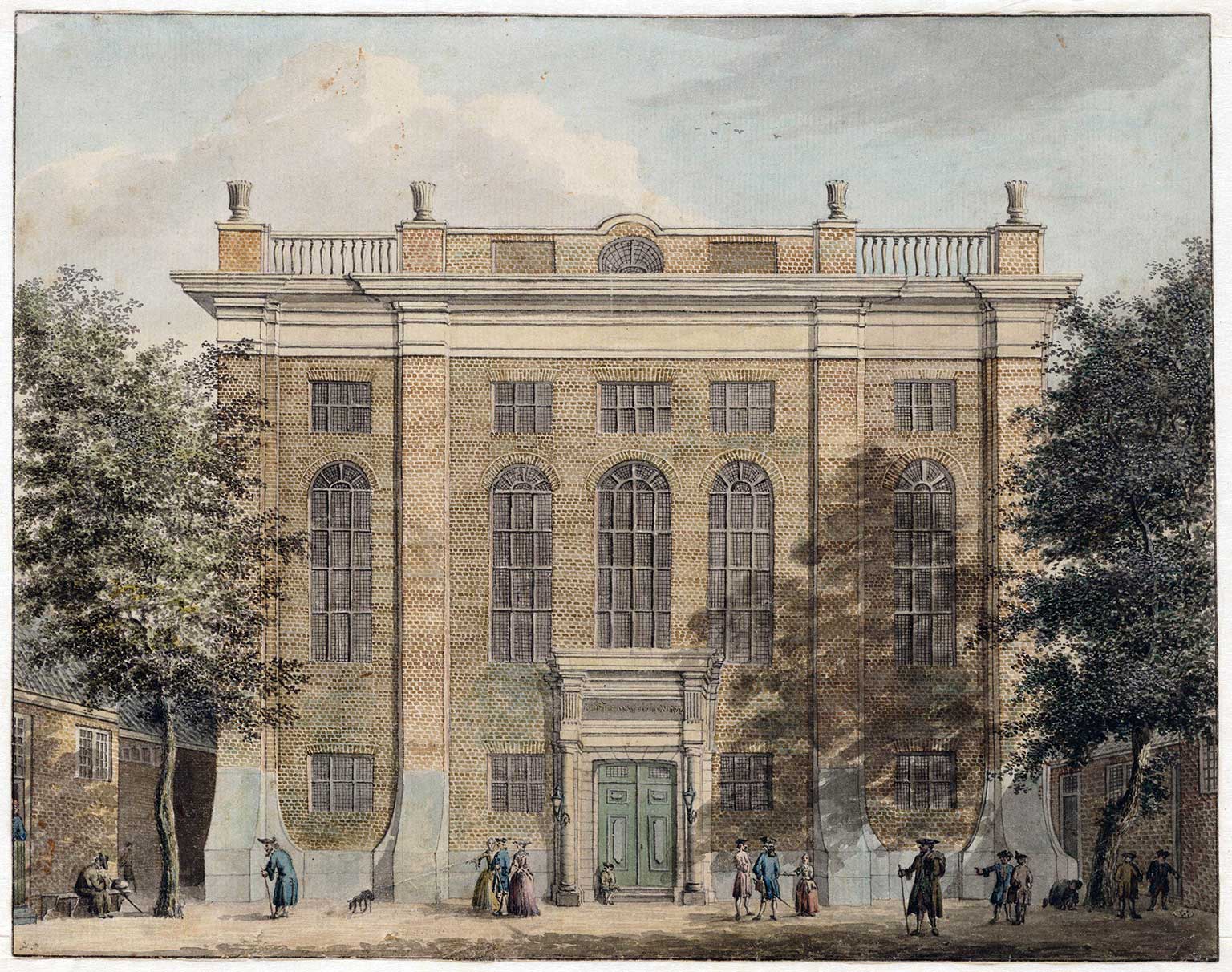 Portuguese Synagogue, Amsterdam, in 1765, engraving by Herman Schouten