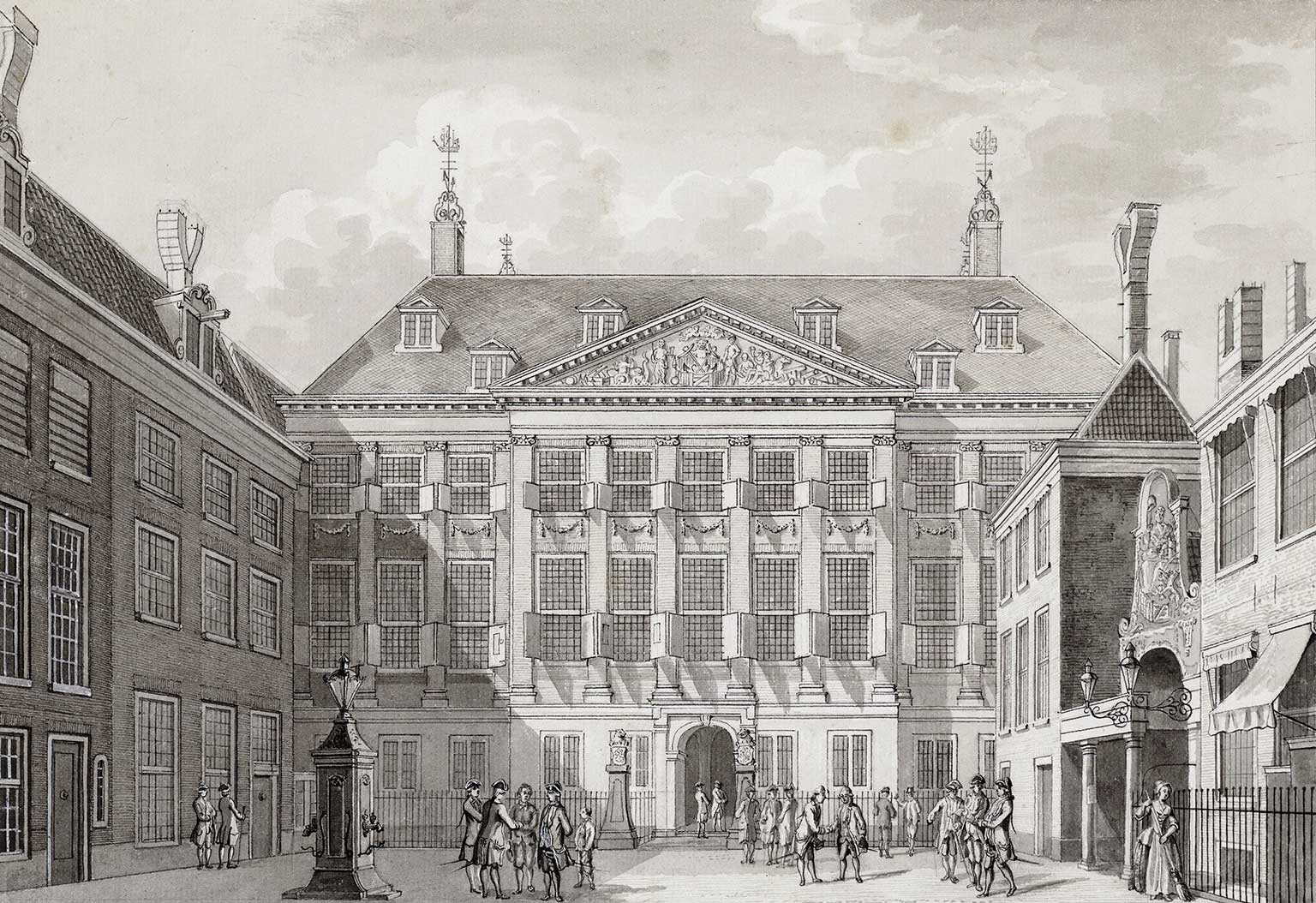 Admiraliteitsgebouw op de binnenplaats van het Prinsenhof, Amsterdam, in 1783