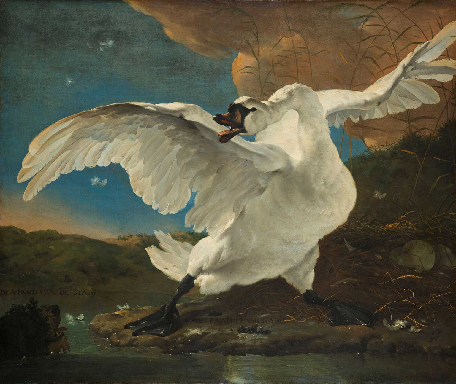 Painting The Threatened Swan by Jan Asselijn, from around 1650