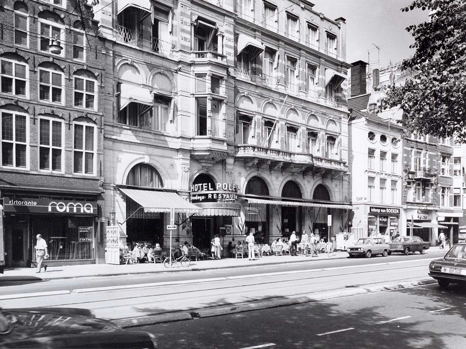 Hotel Polen op Rokin 14, Amsterdam, in augustus 1974