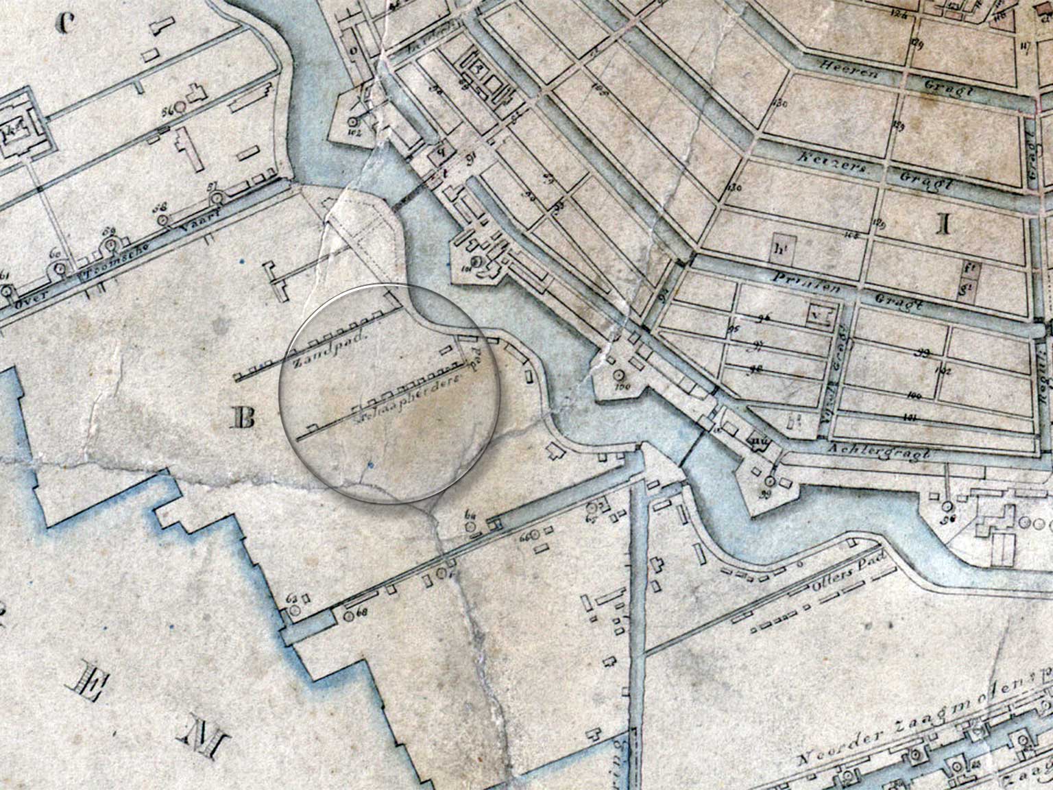 Schapenburgerpad, Amsterdam, on a map from 1811