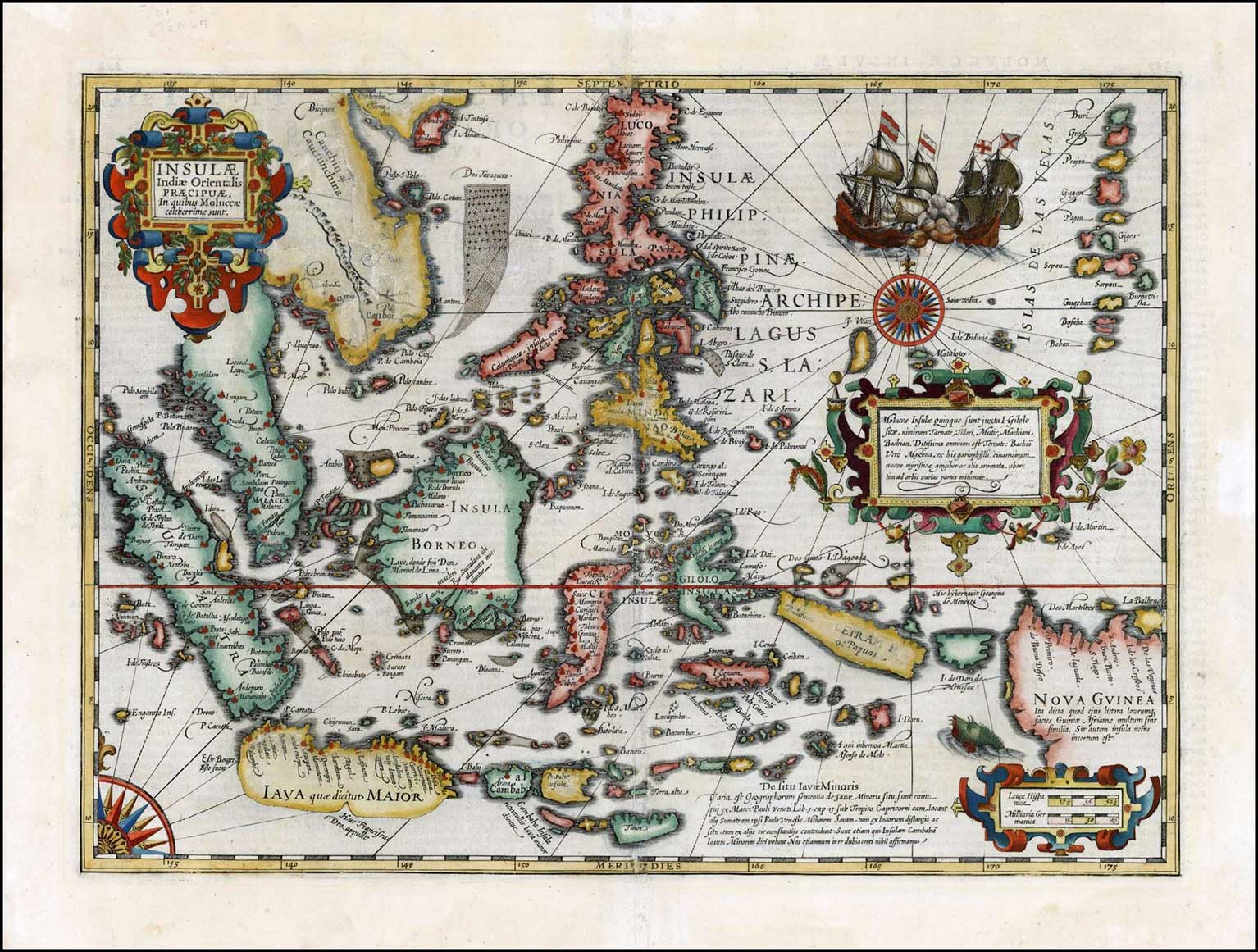 Kaart van Oost-Indië door Jodocus Hondius in 1606