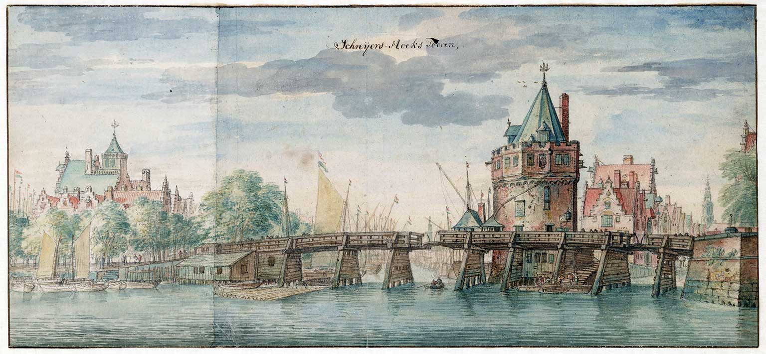 Schreierstoren, Amsterdam, vanaf het water van het IJ, tussen 1620 en 1640