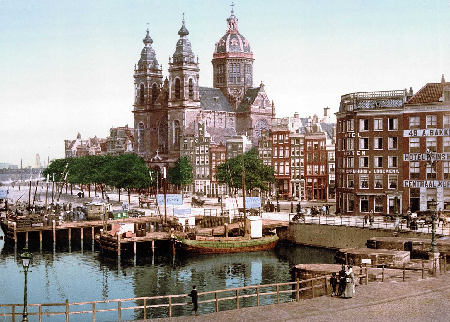 St. Nicolaaskerk, Amsterdam, op een ansichtkaart van rond 1900