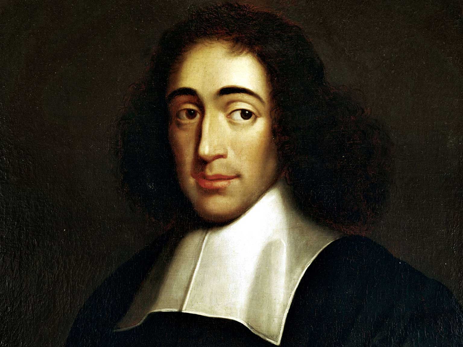 Detail van een portret van Spinoza, circa 1665