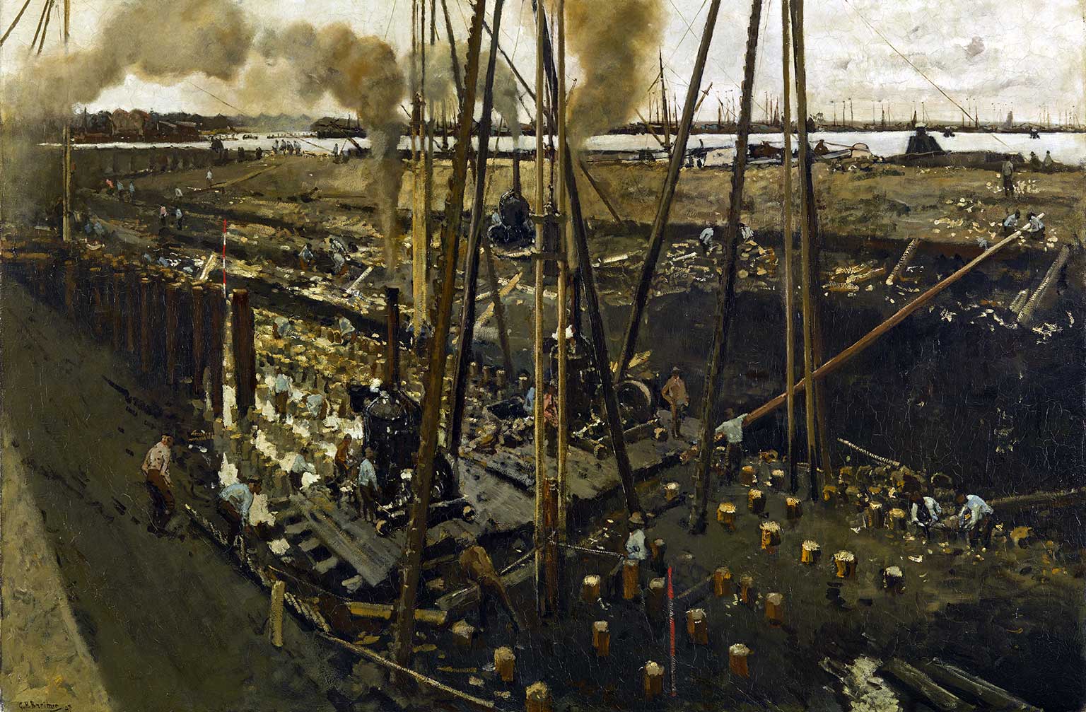 Heiwerkzaamheden Van Diemenstraat, Amsterdam, schilderij uit 1897 van George Hendrik Breitner