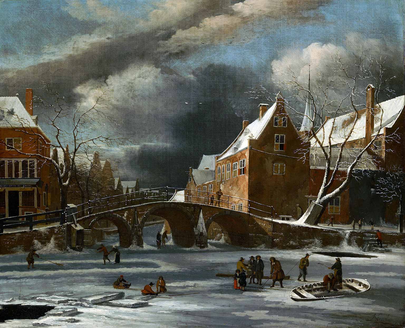 Spui in de winter (circa 1655-1675), schilderij van Jan van Kessel