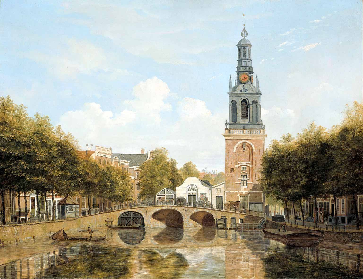 Torensluis with Jan Roodenpoortstoren, Amsterdam, painting by H.G. ten Cate from 1829