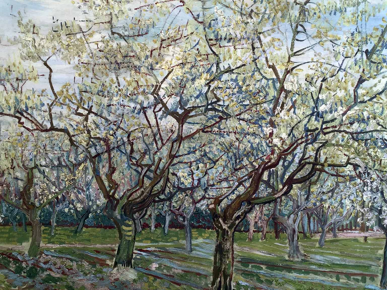 Detail of the Van Gogh painting Provençal Orchard from 1888