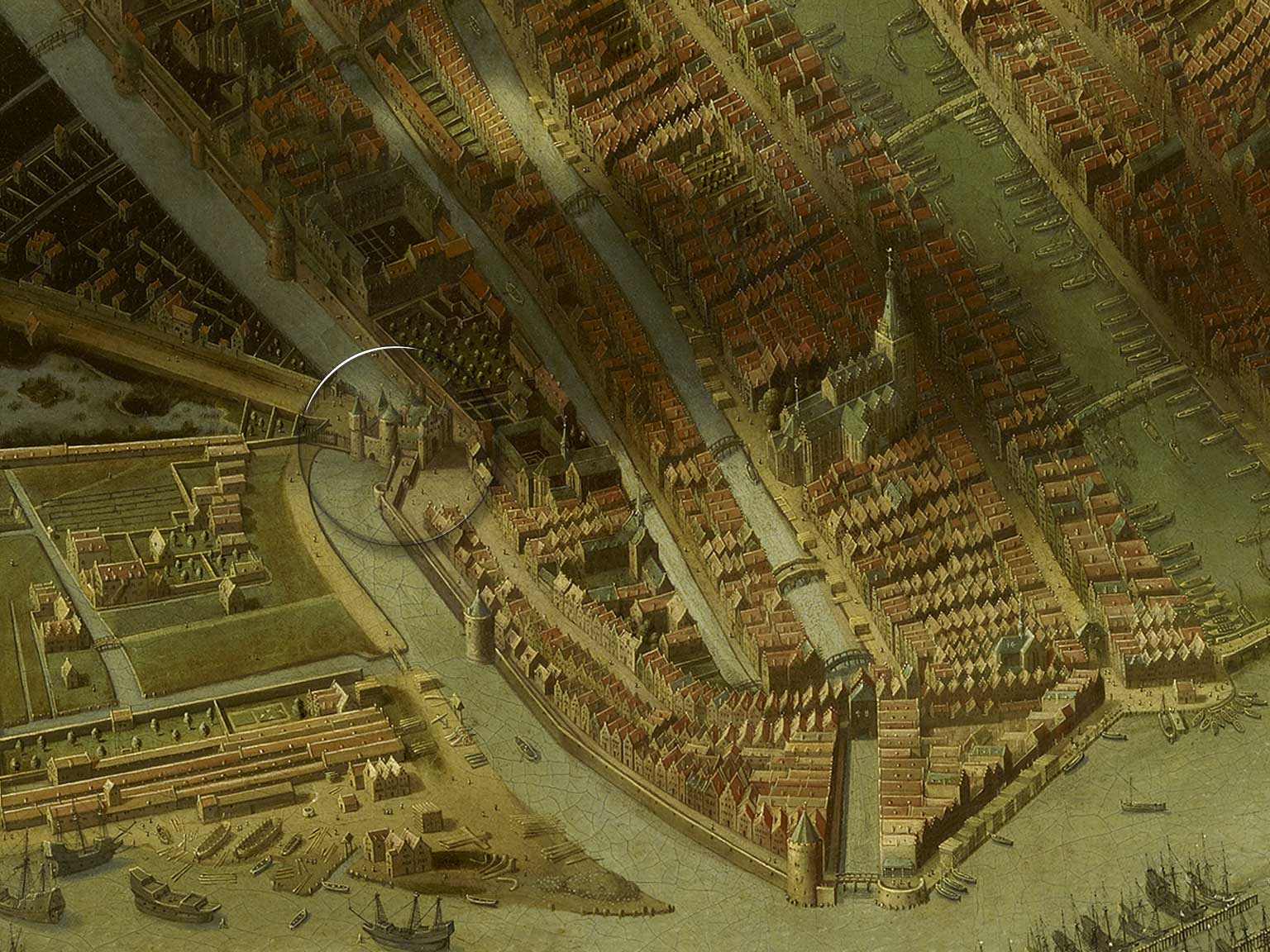 St. Anthony's Gate, Amsterdam, in 1544, detail of a painting by Jan Micker