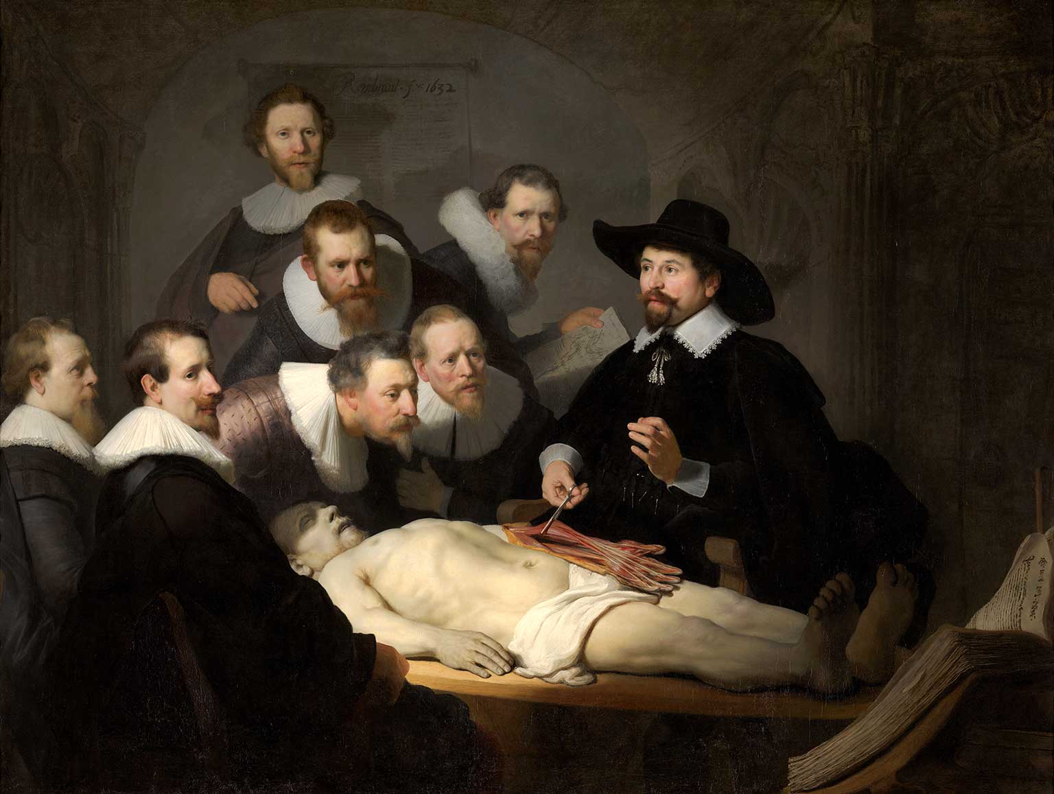 De anatomische les van Dr. Nicolaes Tulp uit 1632 van Rembrandt