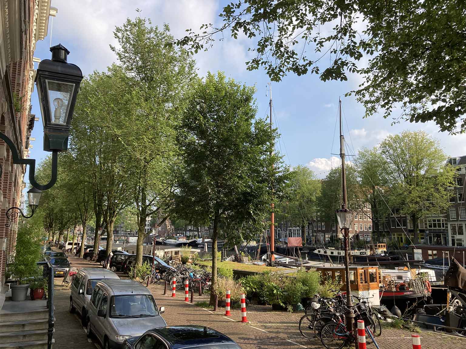 View along Binnenkant, Amsterdam, looking from Waalseilandbrug towards Oudeschans