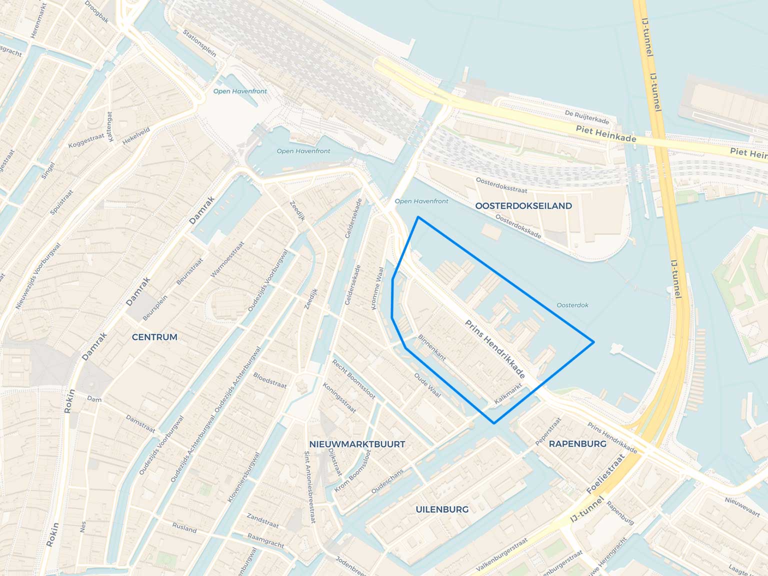 Waalseiland, Amsterdam, outlined on the current map